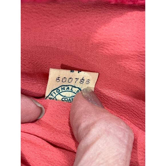 Vintage 1960s Pink Double Breasted Wool Woven Coat Women's XS/S Notch Collar - Picture 10 of 13